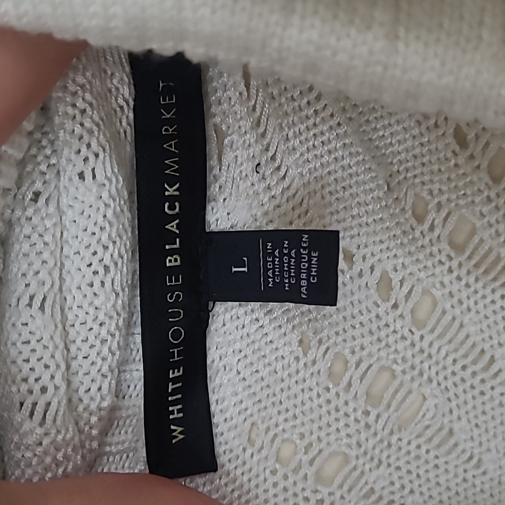 WHITE HOUSE BLACK MARKET Women's White V Back Sweater Size L - Picture 3 of 14